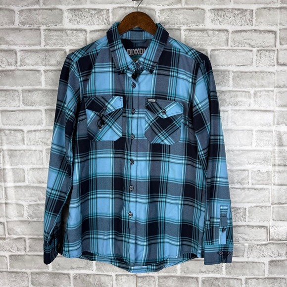 Dixxon Flannel Company Tops - Dixxon Flannel Axel Crew Foundation Blue Plaid D-Tech Button Shirt Womens LARGE